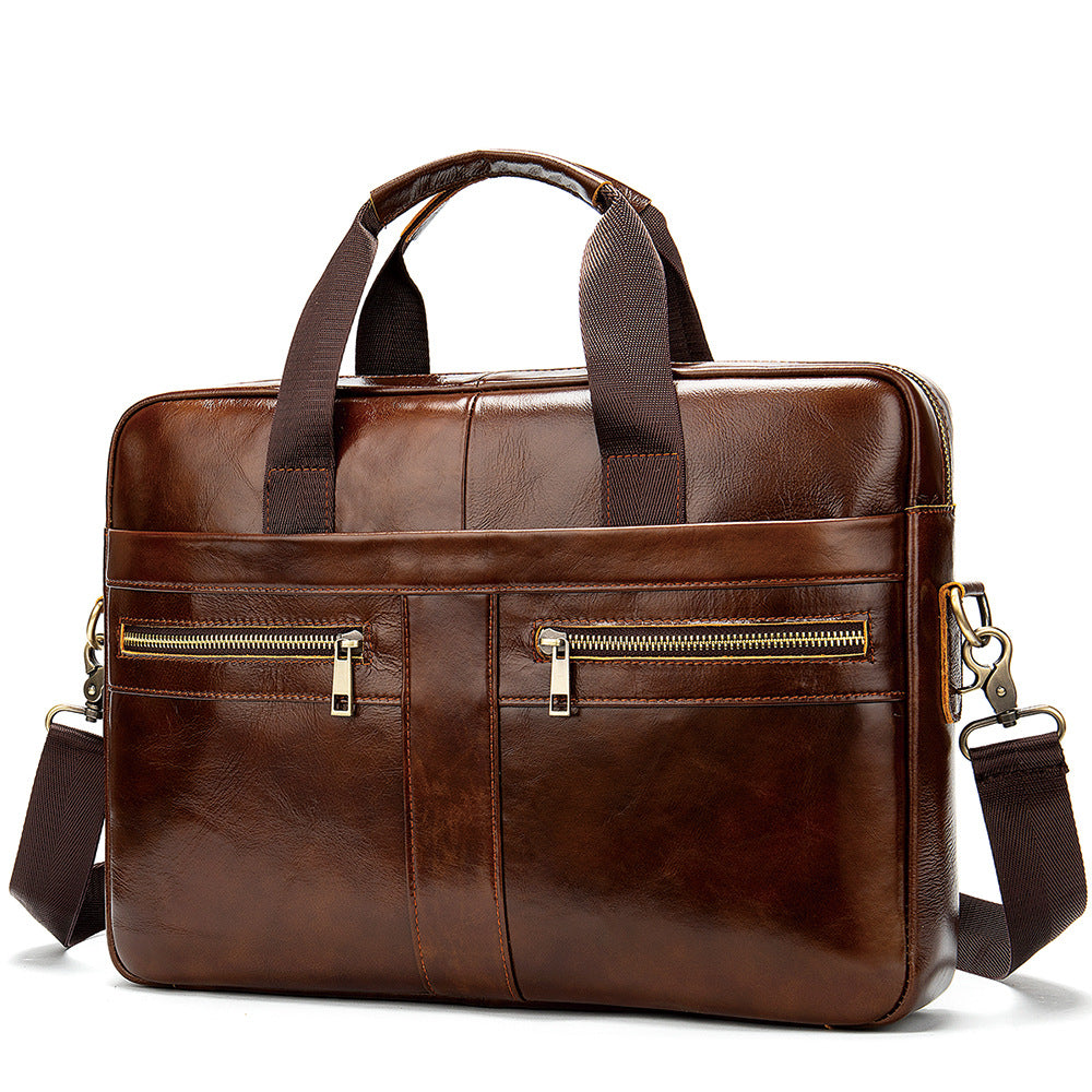 Men's Leather Briefcase Made of Full-Grain Cowhide – Premium Business Bag