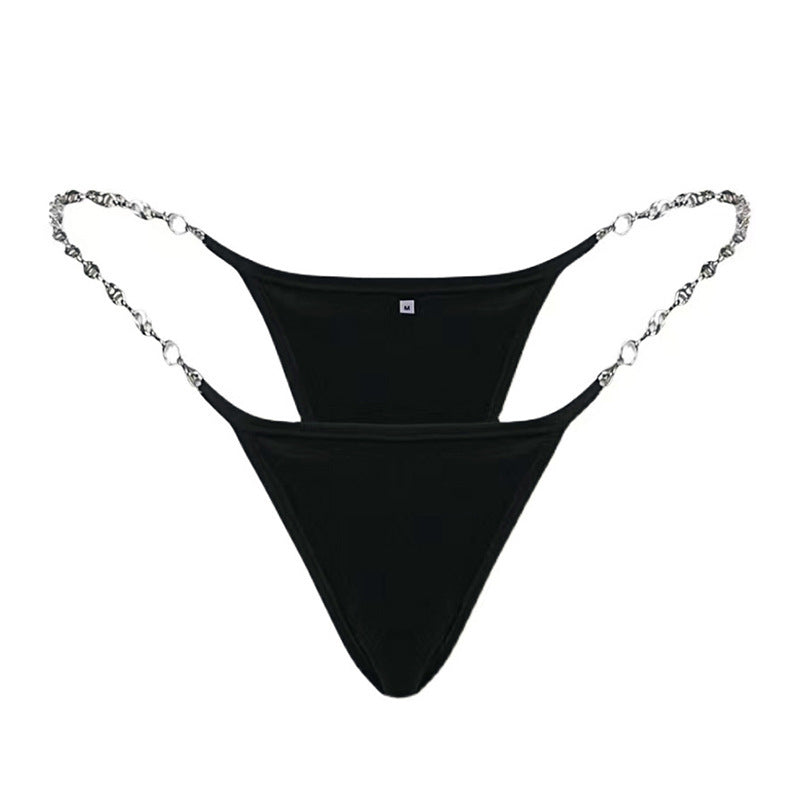 Women's Thong with Metal Chain & Lace - Sheer, Sexy & Trendy