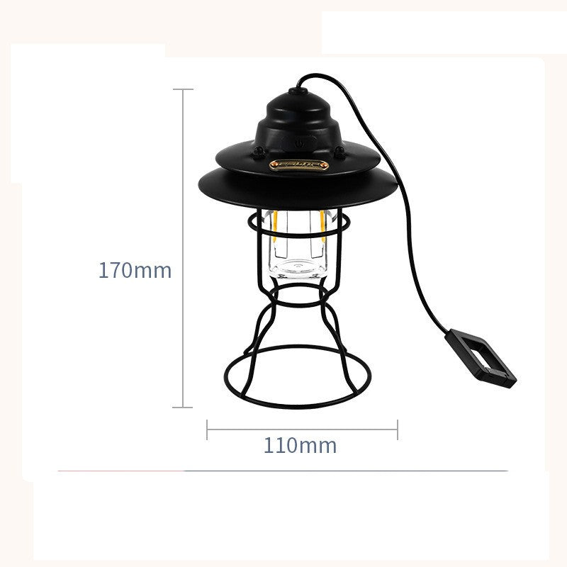 Portable Retro Lantern Outdoor Camping Multifunction Lamp