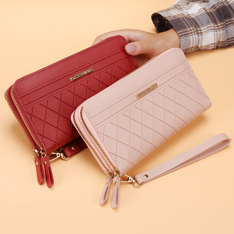 Women's long wallet, many card slots, double zipper, elegant