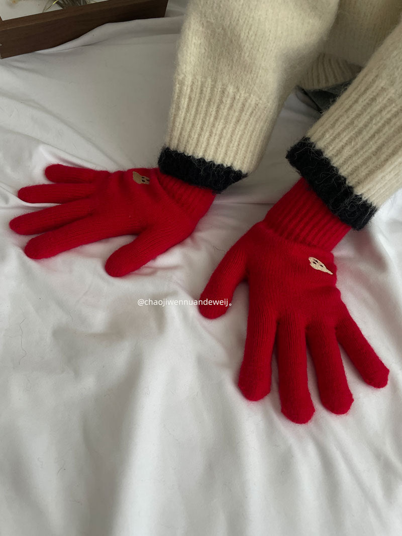 Damen Fingerlose Handschuhe mit Emoji Design – Korean Style