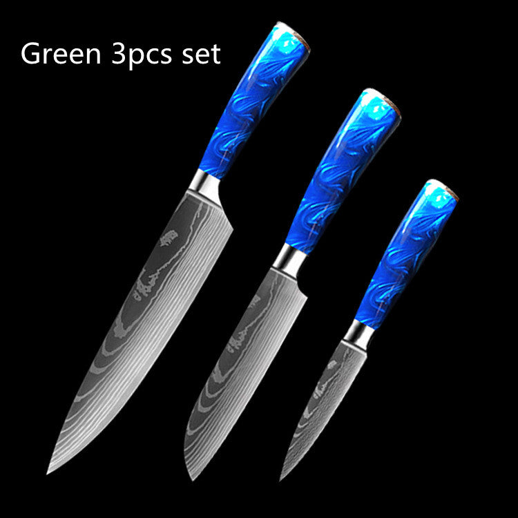 Chef Knife 8 Inch | Kitchen Knife Blue Resin Handle Stainless Steel