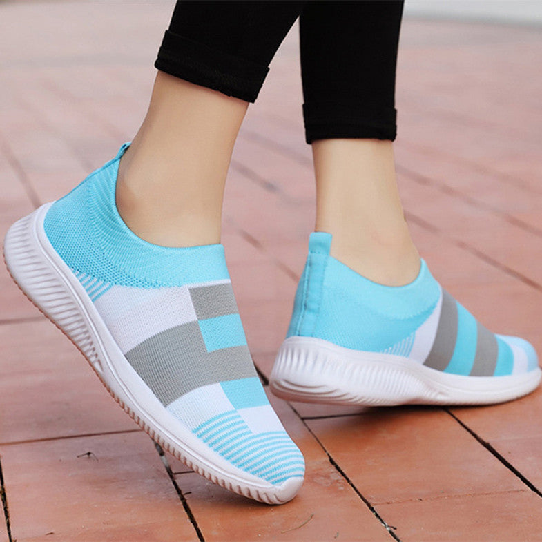 Damen Slip-On Sneaker | Bequeme Strickschuhe Freizeit Schuhe