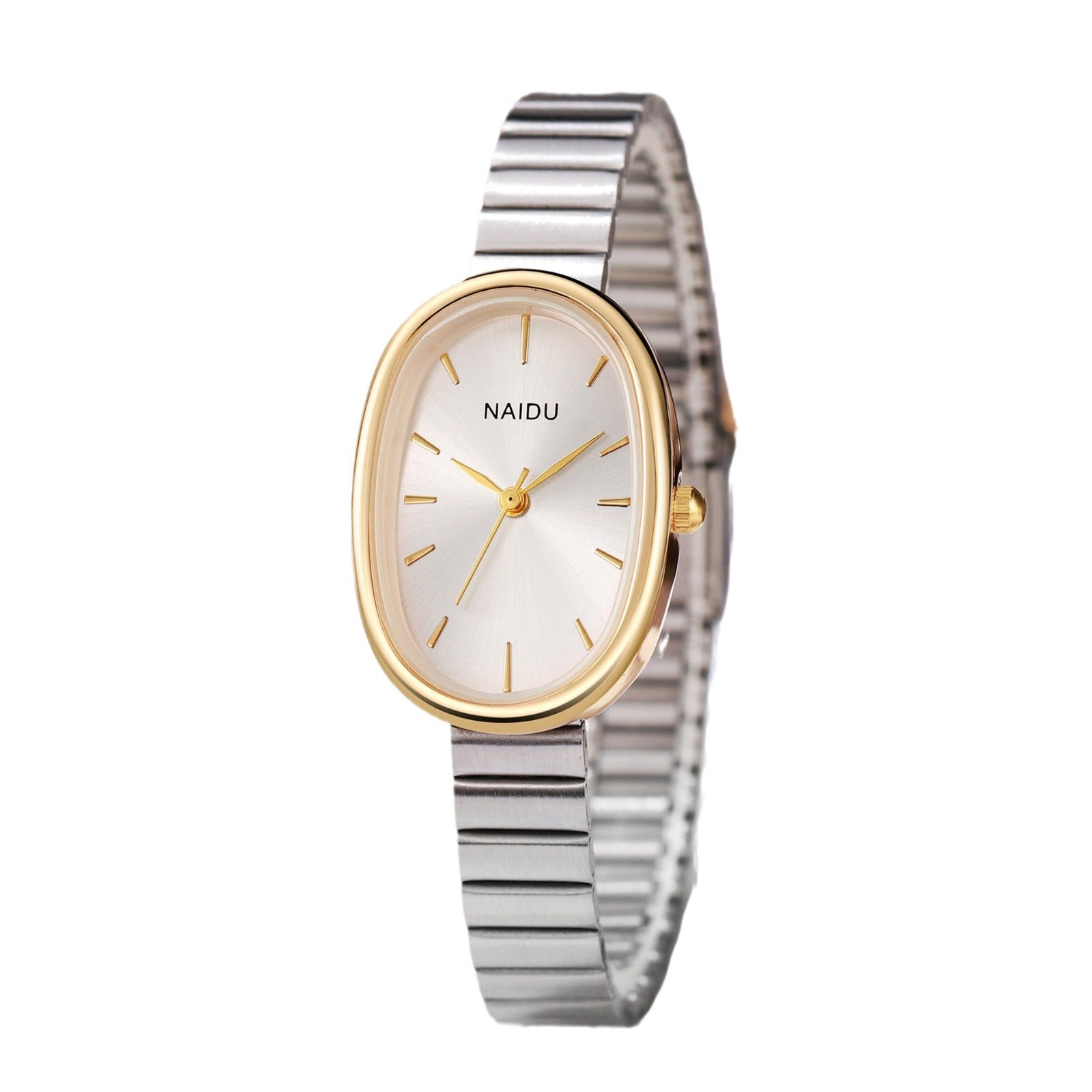 Girl's Watch with Bamboo Link Bracelet – Small Oval Watch