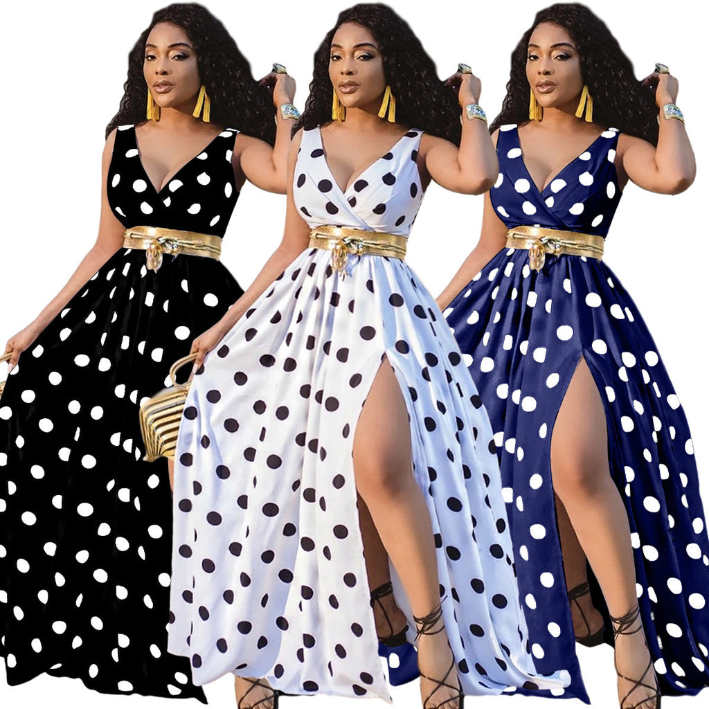 Sexy Plus-Size Party Dress with Belt – Elegant Club Dress with Slit