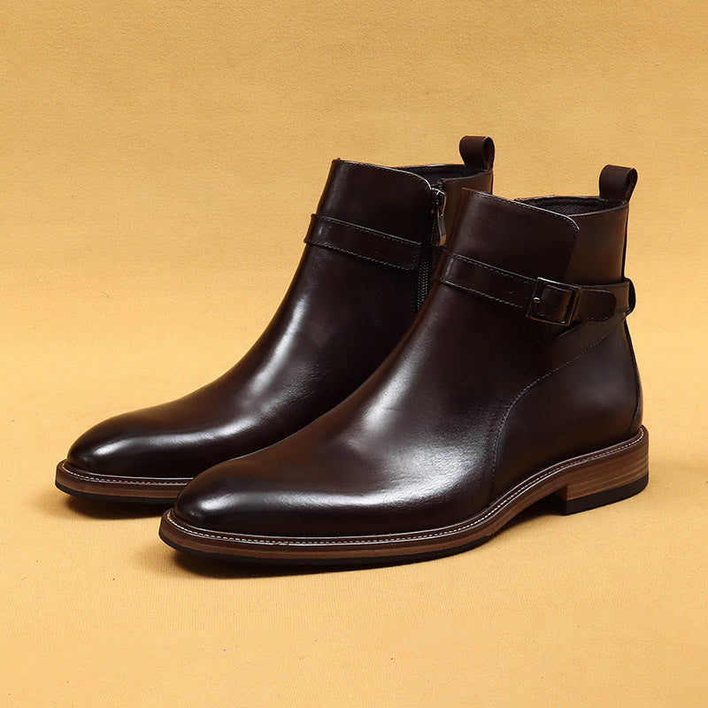 Men's Business Ankle Boots with Genuine Leather Lining – Elegant Formal Ankle Boots