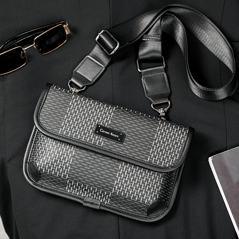 Men's Leather Shoulder Bag Check | Crossbody Street Messenger Bag