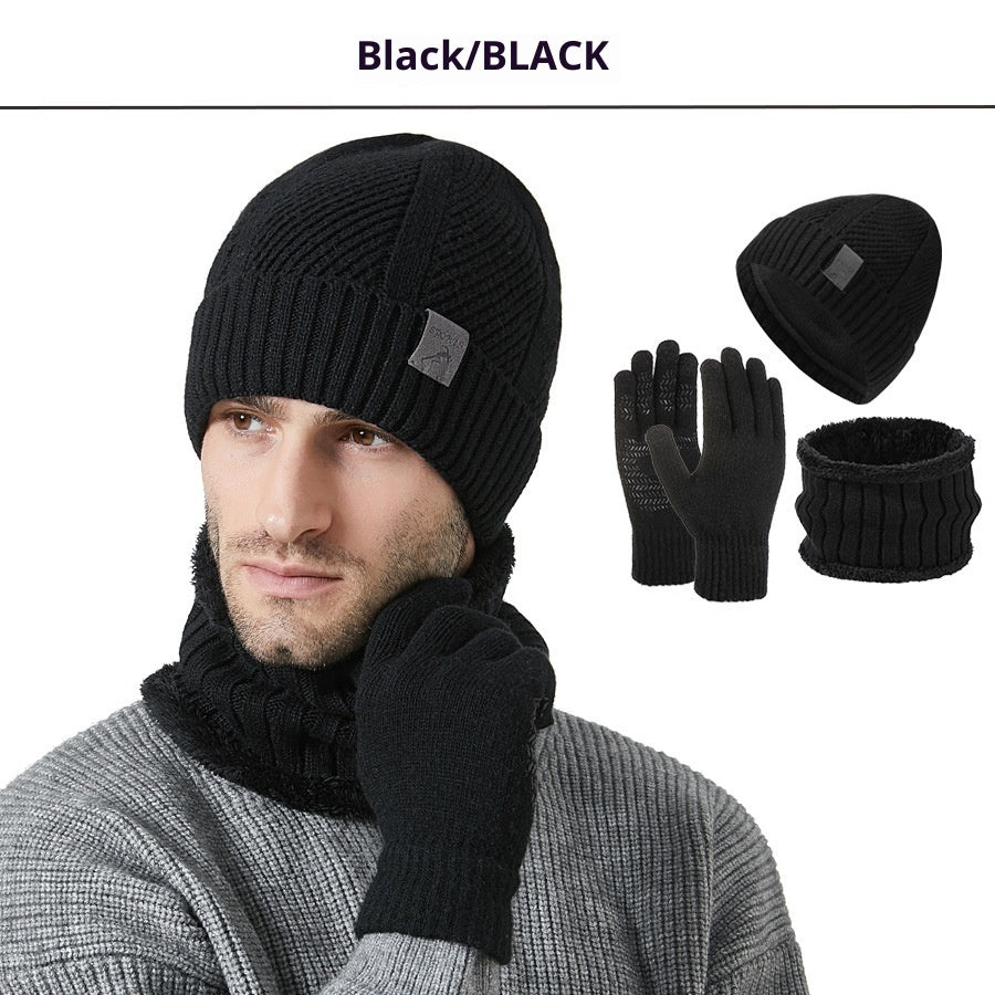Men's Winter Set Hat Scarf Gloves Thick Warm Outdoor
