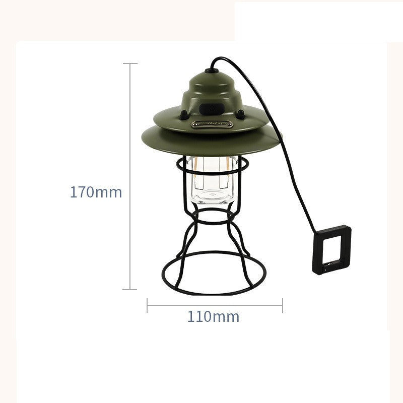 Portable Retro Lantern Outdoor Camping Multifunction Lamp