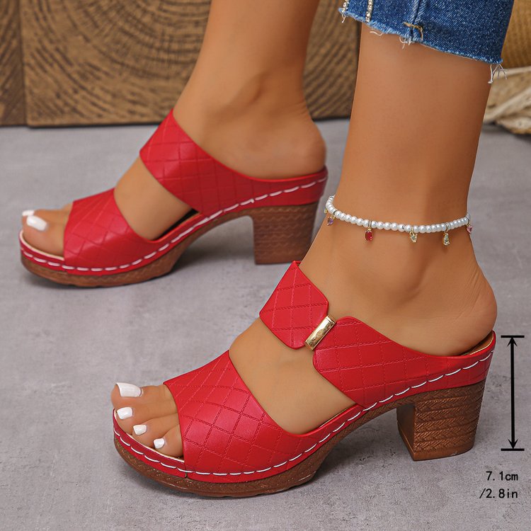 Women's Chunky Sandals Plaid Summer | comfortable trendy shoes