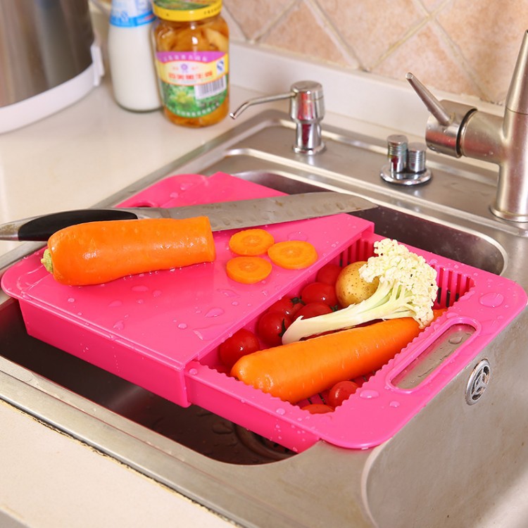 Multifunctional Cutting Board with Drain Basket – Kitchen Organizer