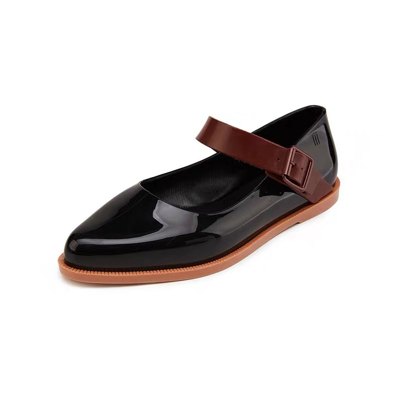 Damen Ballerinas Spitze Farbblock | Elegante Flats Schnalle