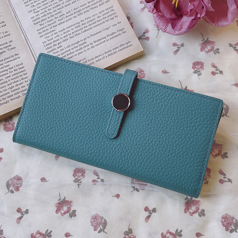 Genuine Leather Women's Wallets Luxury Long Hasp Litchi Pattern Coin Purses