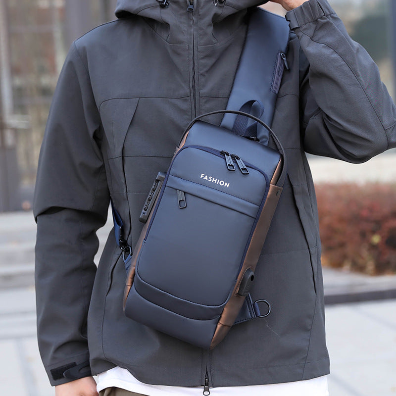 Men's Anti-Theft Bag | Large Combination Lock Chest Bag