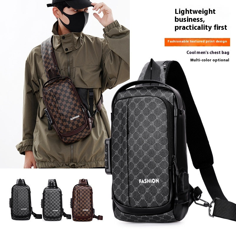 Men's Chest Bag with Lock | Anti-theft Sling Bag Travel