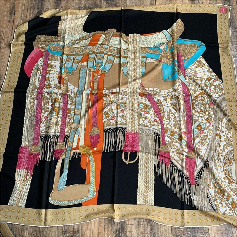 Vintage Seide Kaschmir Schal Damen | Elegante Print Stola