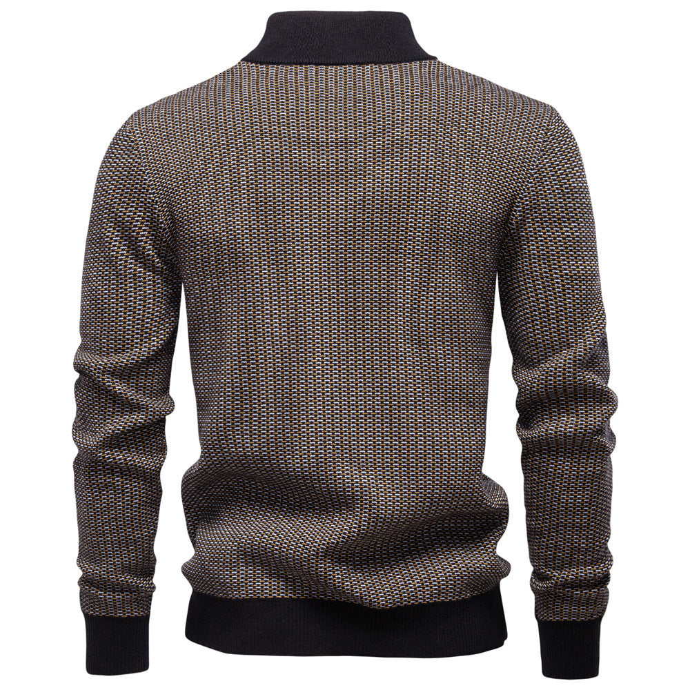 Men's Thermal Half-Zip Pullover – Stand-Up Collar Casual Sweater