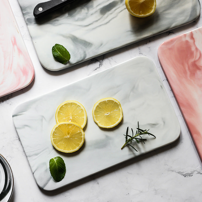 Nordic Marble Ceramic Tray – Elegant Serving Platter Premium