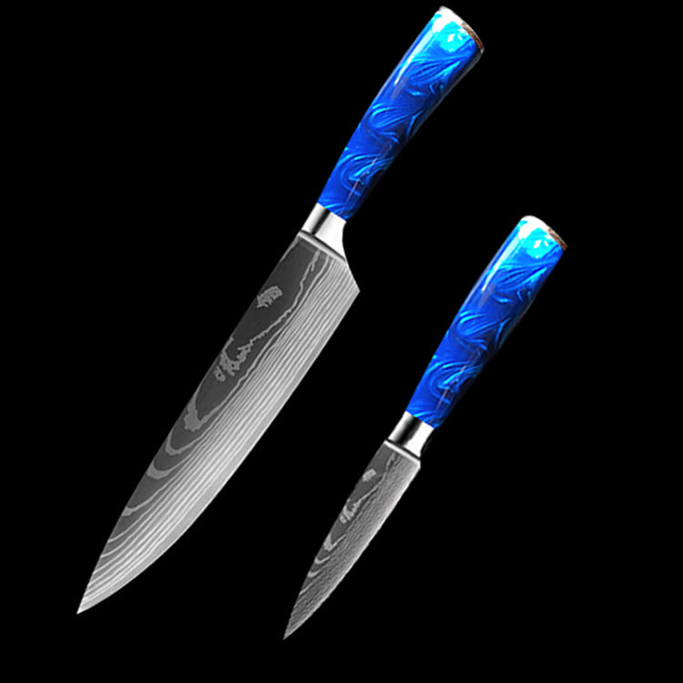 Chef Knife 8 Inch | Kitchen Knife Blue Resin Handle Stainless Steel