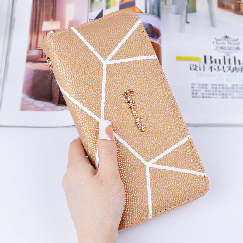 Women's Geometric Long Wallet | Large Fashion Zip Purse