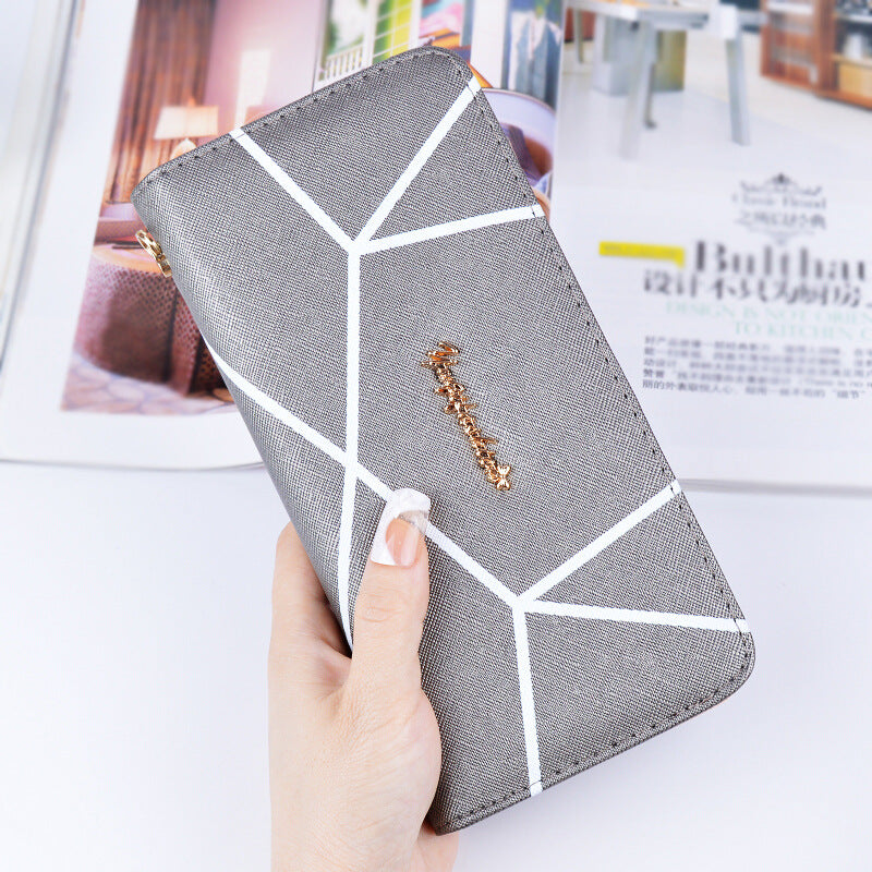 Women's Geometric Long Wallet | Large Fashion Zip Purse