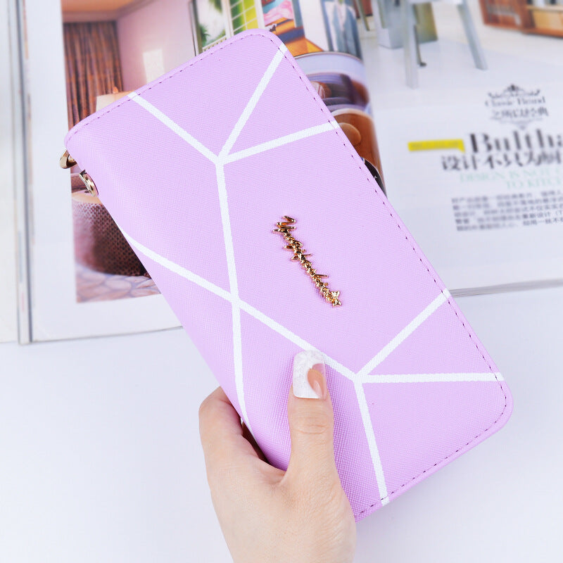 Women's Geometric Long Wallet | Large Fashion Zip Purse