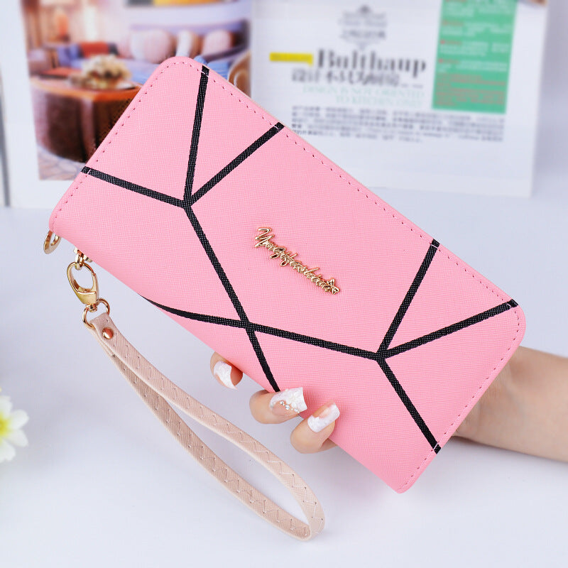 Women's Geometric Long Wallet | Large Fashion Zip Purse