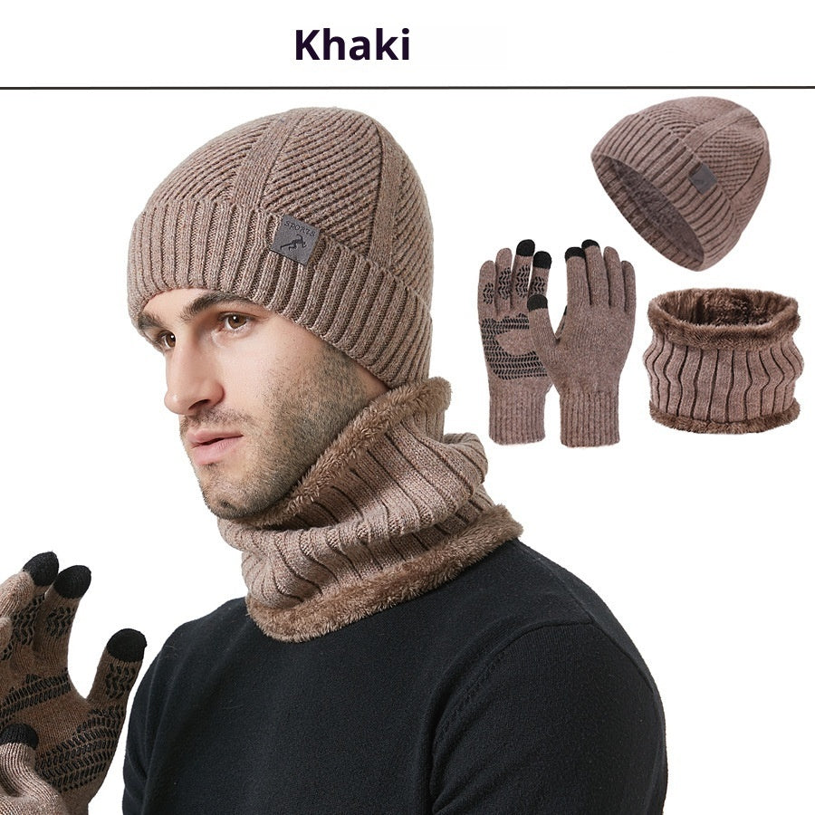 Men's Winter Set Hat Scarf Gloves Thick Warm Outdoor