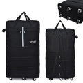 Black luggage with 'SPORT' branding on a white background