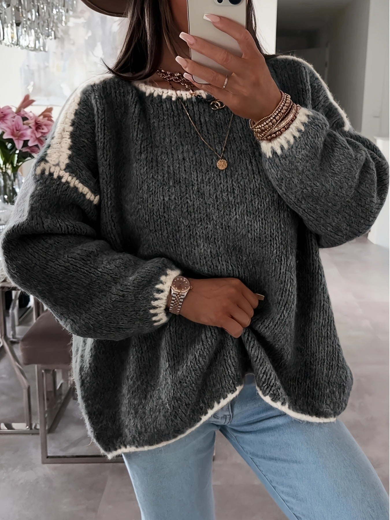 Damen Langarm Pullover | Moderner Casual Strickpullover