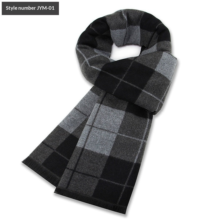 Men's Scarf Plaid Warm Wool Blend Winter Thick Elegant