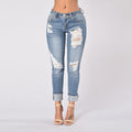 Women's Stretch Jeans | Elastic Pleated Casual Trousers