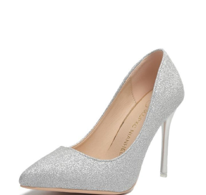 Women's High Heels Silver Black Mesh Sequins | Sexy Glamour Shoes