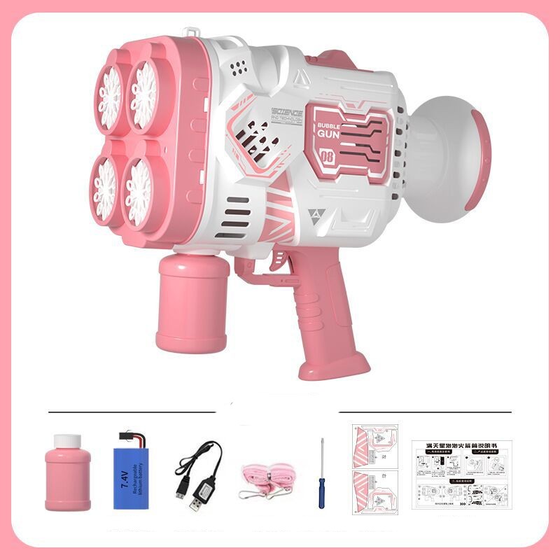 Bubble Machine for Kids | Rocket Bubble Gun with LED