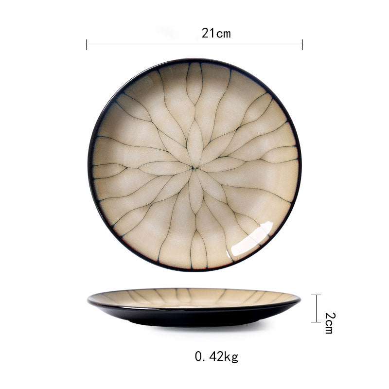 Keramik Teller Vintage | Japanischer Stil Flacher Design Teller