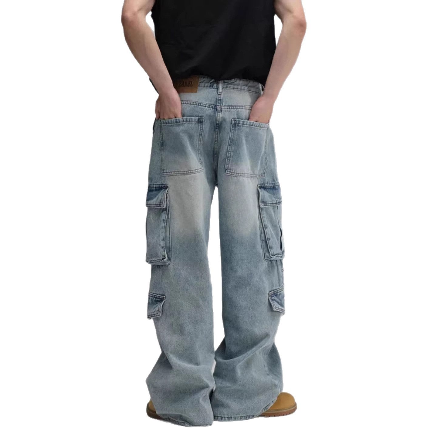 Men's Workwear Jeans Wide Leg – Multi Pocket Denim Pants