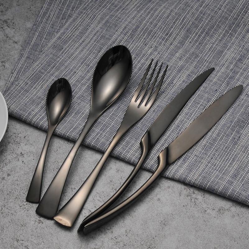 Schwarzes Besteckset Edelstahl | 4-teilig modern elegant Korean Style