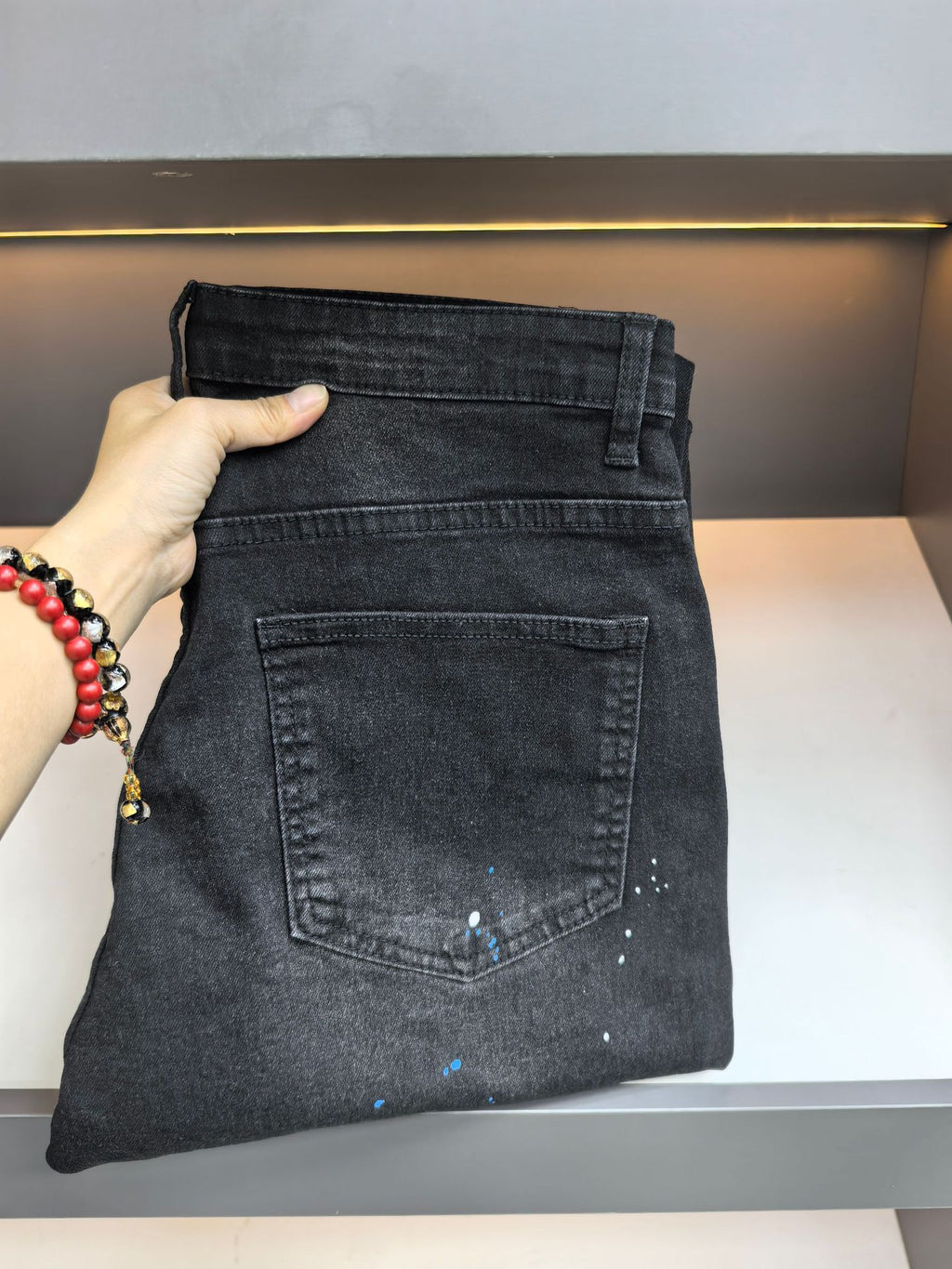 Men's Ripped Black Jeans – Fashionable Straight Leg Denim Trousers