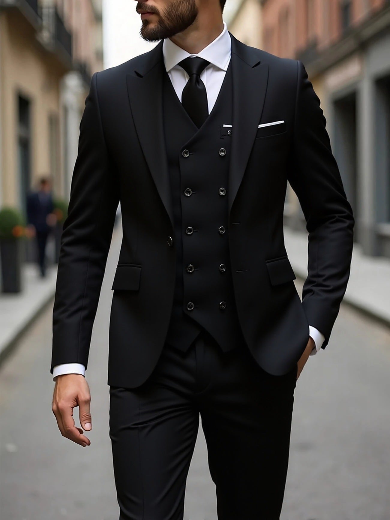 Men's Three-Piece Business Suit - Double-Breasted Premium Set