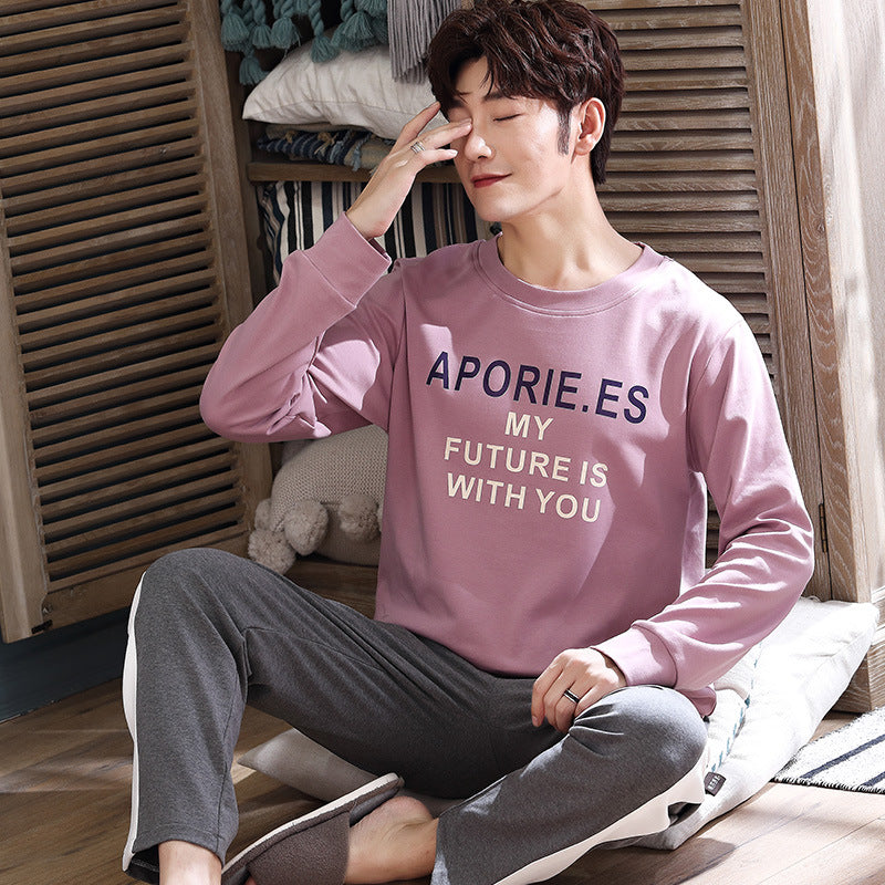 Herren Strick Pyjama Set Langarm | Bequeme Nachtwäsche Rundhals