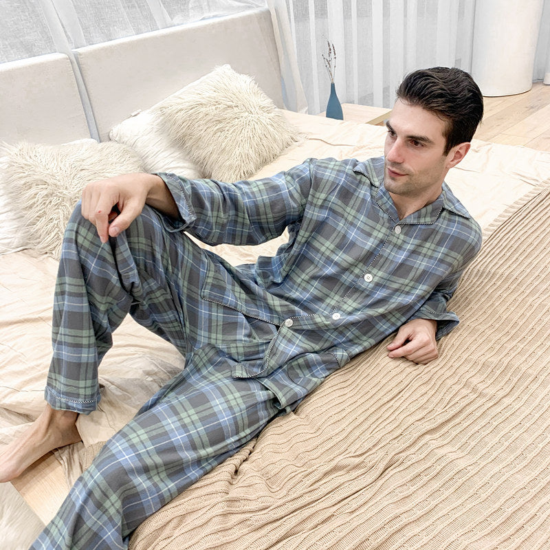Herren Flanell Pyjama Warm | Winter Nachtwäsche Set