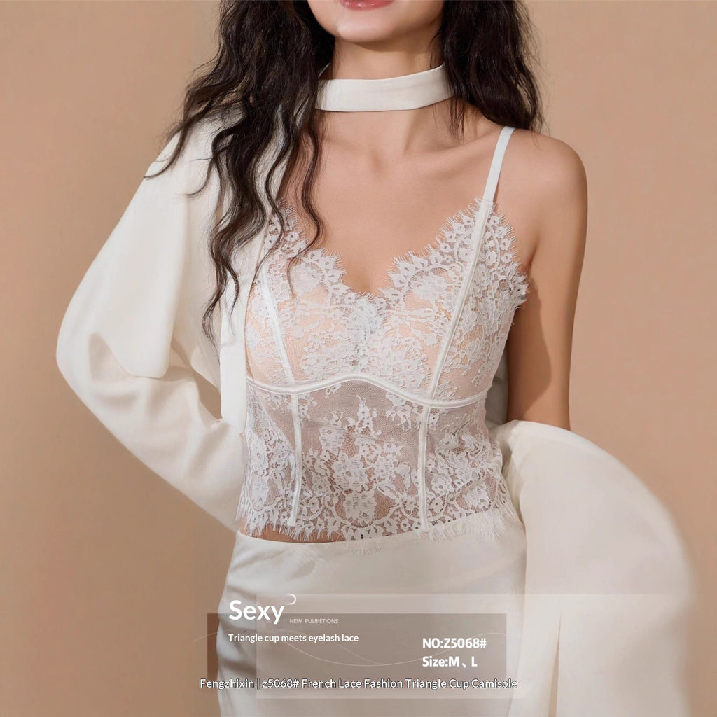 Women's Lace Camisole with Triangle Bra – Padded & Feminine Elegant