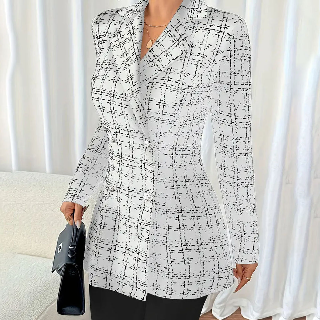 Damen Plaid Mantel Elegant | Slim Fit Winterjacke Chic