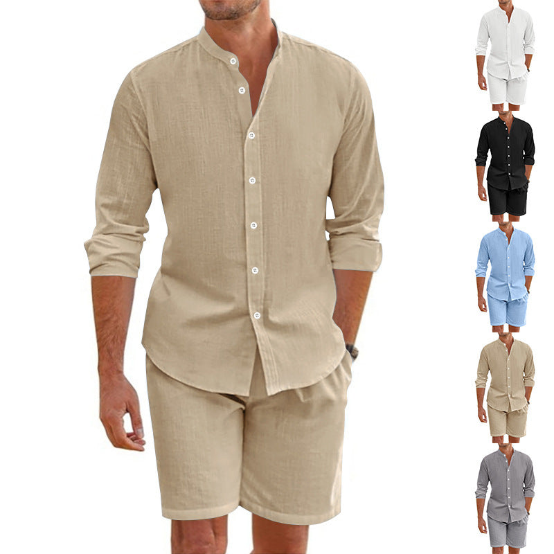 Men's Summer Two-Piece Set – Shirt Shorts Beach Outfit