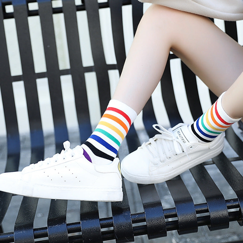 Women's Streetwear Tube Socks | Candy Color Skateboard Style