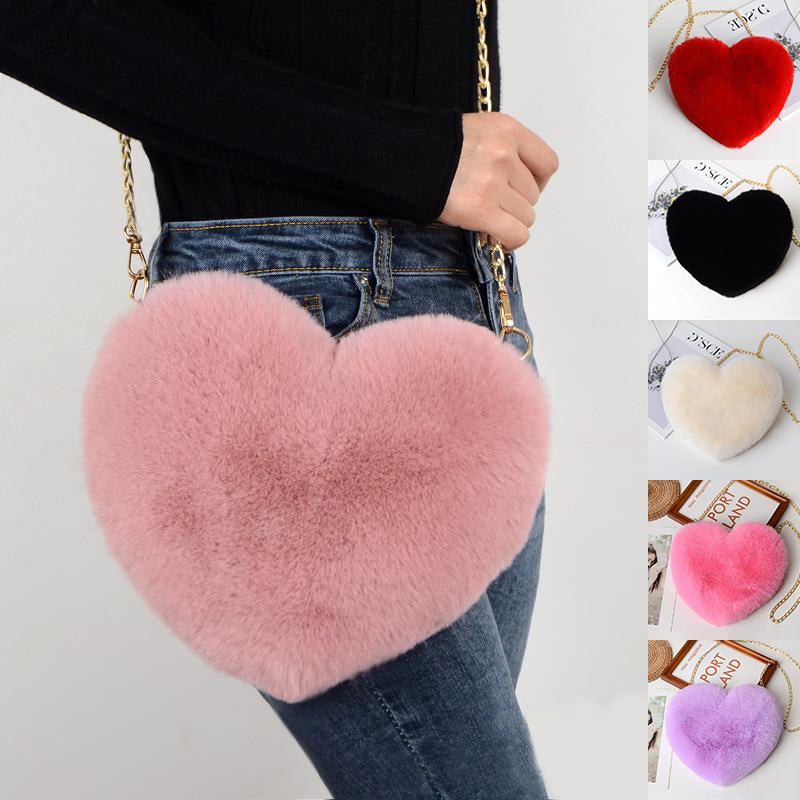 Plush Women's Bag with Chain – perfect for Valentine's Day