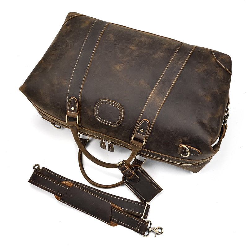 Crazy Horse Leather Travel Bag XXL | Vintage Weekender for Men