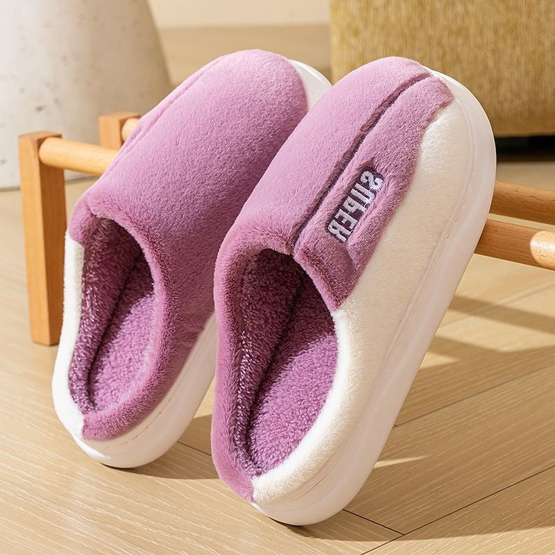 Unisex Plush Slippers Warm – Thick Sole Non-slip Comfort