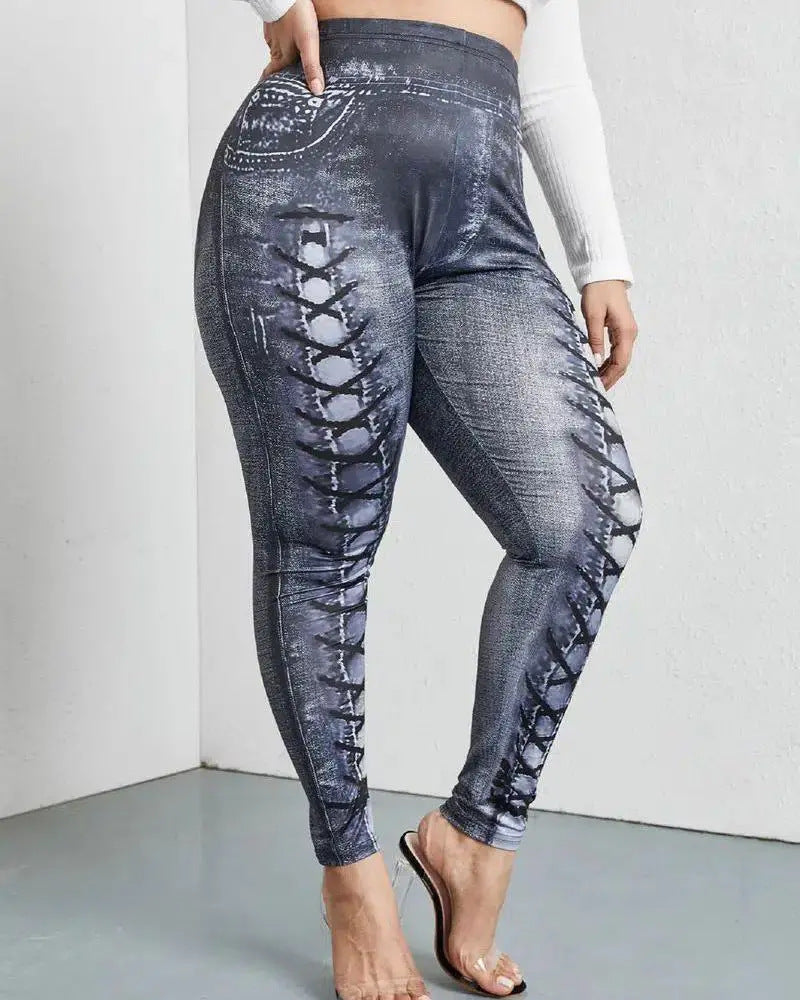 Women's Plus Size Jeggings Denim Look – Comfort Leggings Casual