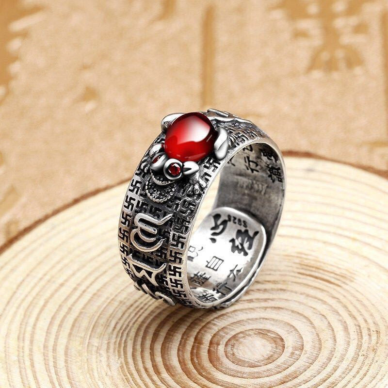 Glückspixiu-Ring, Vintage, Sterlingsilber, Diamant